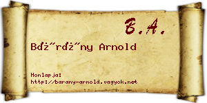 Bárány Arnold névjegykártya