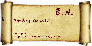 Bárány Arnold névjegykártya