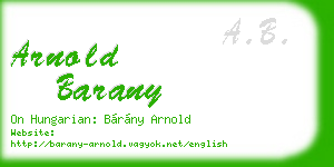 arnold barany business card